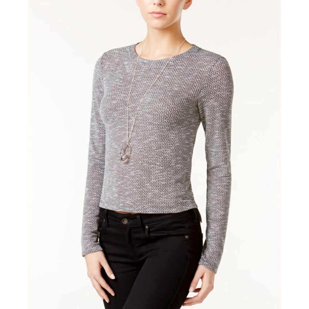 BAR III Marled Knit Top Heather Grey XXS
